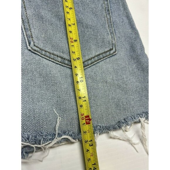 PacSun Jean Skirt Mixed Denim-Medium & Light Wash Frayed Hem Distressed Size 24 - Picture 4 of 5